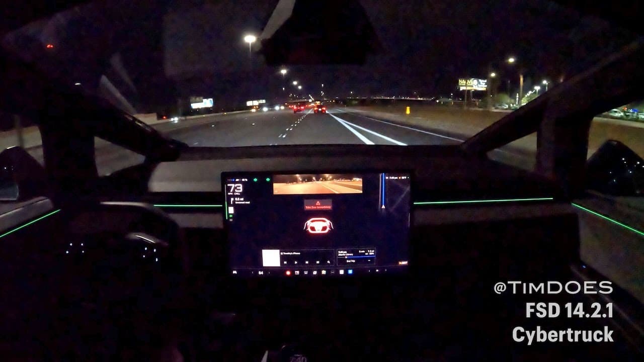 Cybertruck FSD 14.2.1 - First Impressions - Red Wheel "Take Over Immediately"