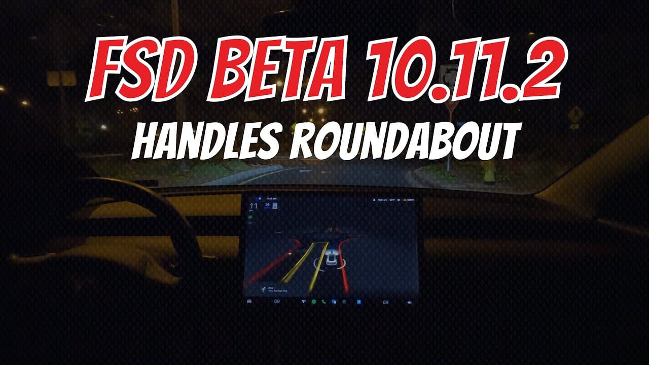 Tesla FSD Beta 10.11.2 handles roundabout (0 disengagements)